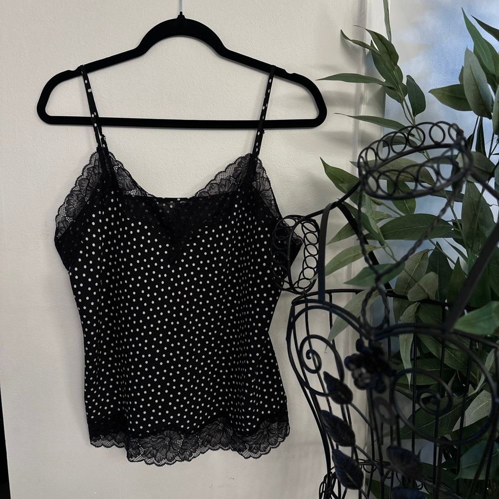 Express Black and White Lace Cami Top